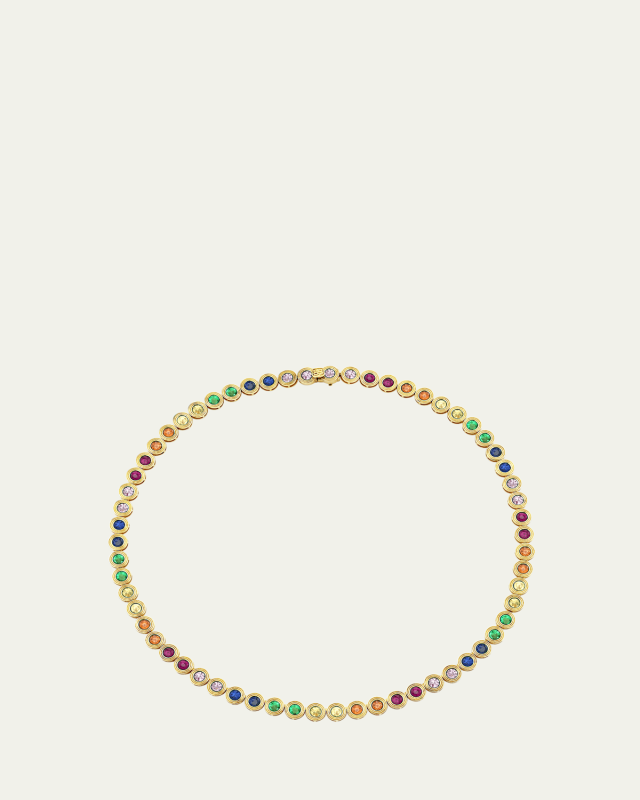 14K Yellow Gold Large Stone Fluted Eternity Necklace